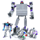 Four Lego robots that transform into a Super Nintendo, two controllers, and a cartridge.